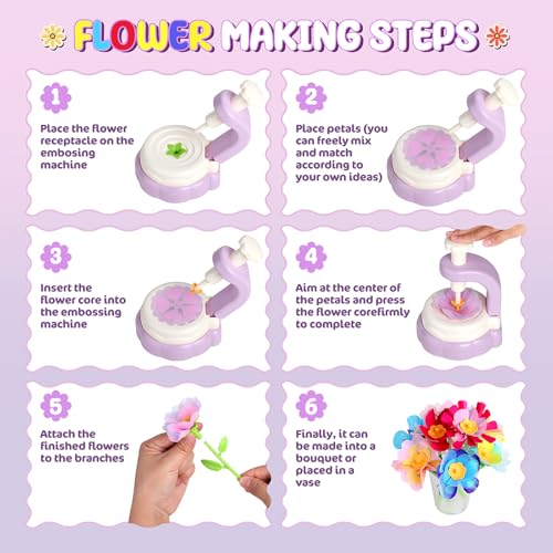 Hetbls Fabric Flower Bouquets Toys, Arts and Crafts Kits for Kids Age 3-12, Educational Gifts for 3 4 5 6 7 8 9 10 11 12 Year Old Toddler Girls, Great for B-Day Birthdays Activities Holidays Parties - Image 5