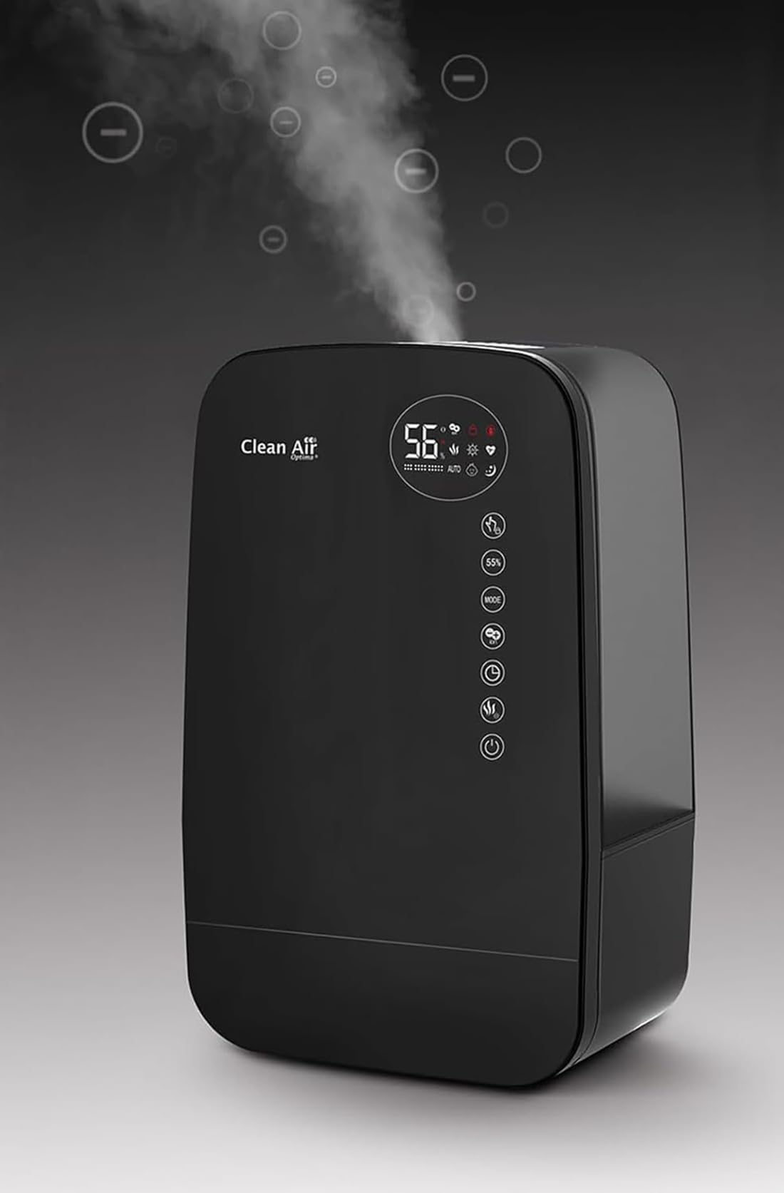Luftbefeuchter mit Ionisator und Aromatherapie - Clean Air Optima CA-607B Smart - Befeuchtungsleistung max. 480 ml/h - Wassertankinhalt 5,5 Liter - Geeignet für Räume bis 65m²/160 m³ (Black)