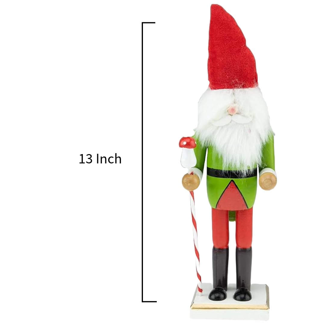 Clever Creations Gnome 13 Inch Traditional Wooden Nutcracker, Festive Christmas Décor for Shelves and Tables