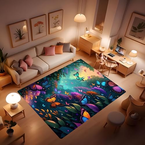 Tapete decorativo mariposa azul antideslizante 100x150 cm miniatura 3