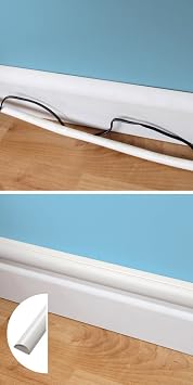 D-Line R5FT3015W Mini Trunking, Cable Management, Decorative Cable Cover - White, 30x15mm, 1.5m Length
