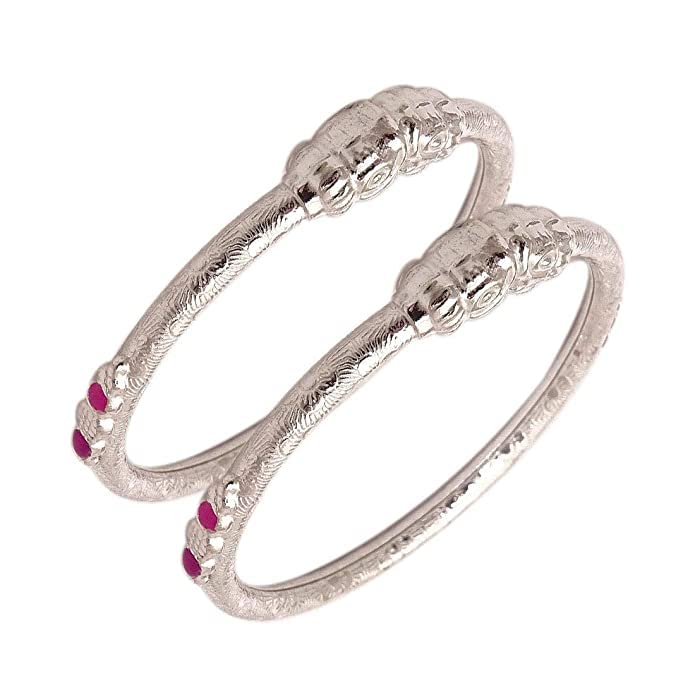 Image of Pure Silver Bangles for Baby Girl and Boy - Pack of 2 Silver Bracelet Pair for Kids age kid 0 to 2 years old.