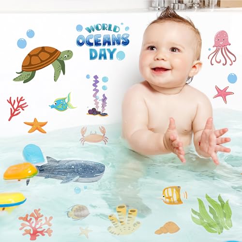 Calcomanías antideslizantes para bañera infantil que evitan resbalones con motivos del océano 7