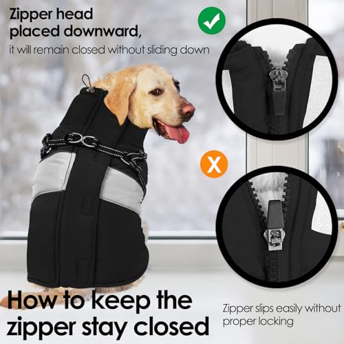 Image of AOFITEE Small Dog Coat, Dog Winter Coat with Harness Built in, Warm Dogs Jacket with Zipper & Polar Fleece Collar, Waterproof Pet Snow Jacket Snowsuit for Schnauzer, Chihuahua Yorkshire, S