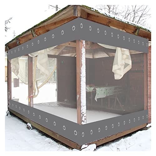 Rideau de bâche transparent imperméable pour extérieur, personnalisable en PVC 0,5 mm, couverture perforée pour pavillon, balcon (2,4 m x 3,7 m)