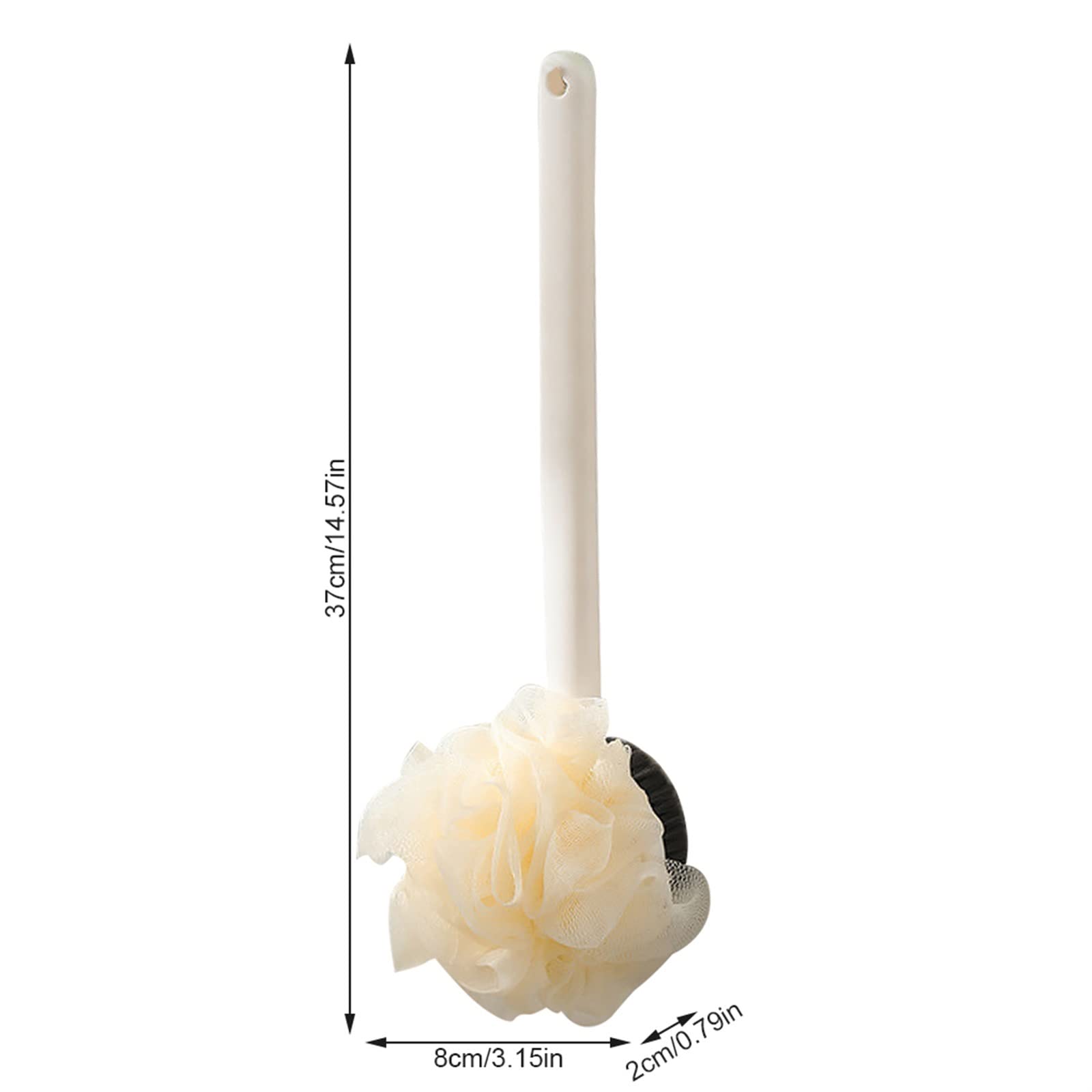 Duschbürste, Doppelseitige Rückenbürste mit langem Griff, feiner Schwamm, mehrfarbig(White)