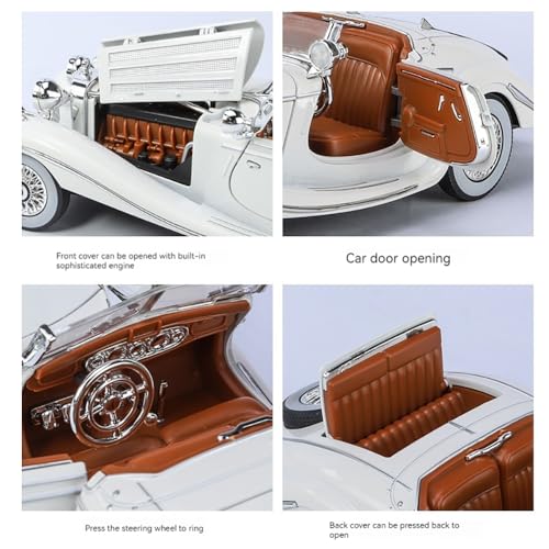 Image of 1:24 Vintage Model Car Toy Diecast Metal Cars Vintage Car for Kids Light Sound Pull Back Openable Door Toy Cars