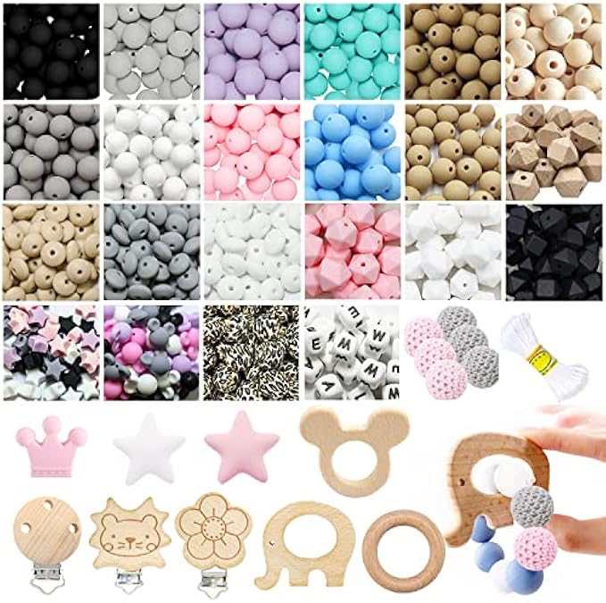 Silicone Beading Set, LANIAFULL Rubber Silicone Beads Keychain Making Kit Colorful Silicone Beads Bulk For Lanyard Making DIY Necklace Bracelet Crafts