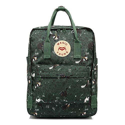 Wznb Backpack Women's Schoolbag Arctic Outdoor Waterproof Canvas Fox Backpack Student Casual Backpack 16L Green Fable
