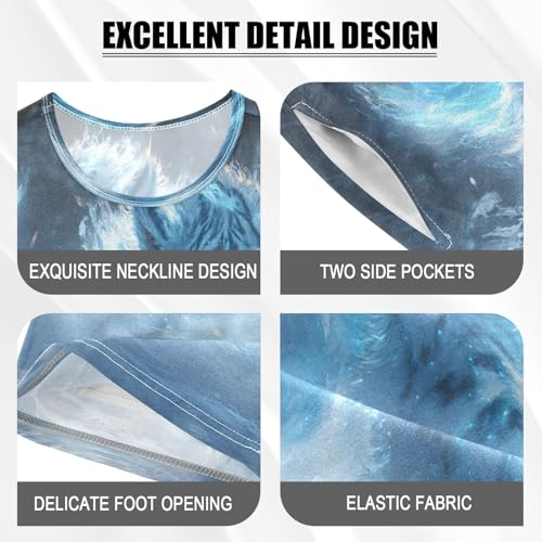 senya Short Sleeve Pajamas Sets Summer Cotton Sleepwear Blue Light Tiger4