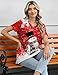 LOMON Women's Scrub Tops Print V Neck Scrub Shirts Soft Knit Chrismas Nurse Uniform with 2 Pockets