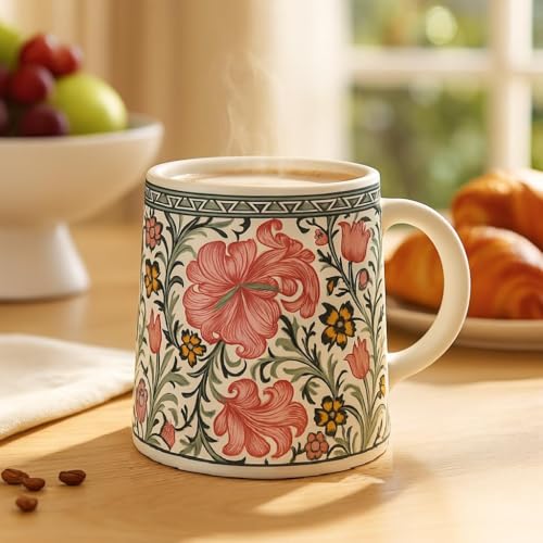 Image of Alive Floral Printed Ceramic Tea /Coffee Mug Set of 4 (300 ml) | Microwave & Dishwasher Safe |Premium Ceramic Mugs for Home, Office & Gifting