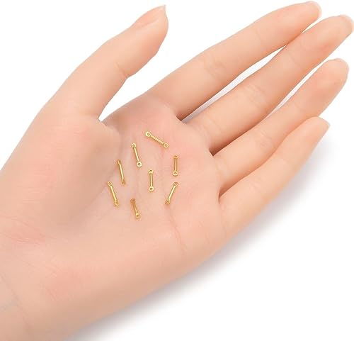 Vista 20 de Adabele - 200 piezas de latón crudo con 2 agujeros de barra de 0.59 pulgadas (0.591 in), conector geométrico fino, sin chapado/sin revestimiento Oro