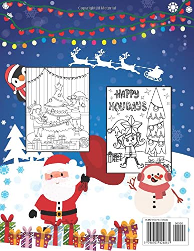 Christmas Coloring Book For Kids Ages 4-8: An Enjoyable New Design Coloring Activities With Cute and Fun Characters, Santa Claus, Snowmen And Friends image 3