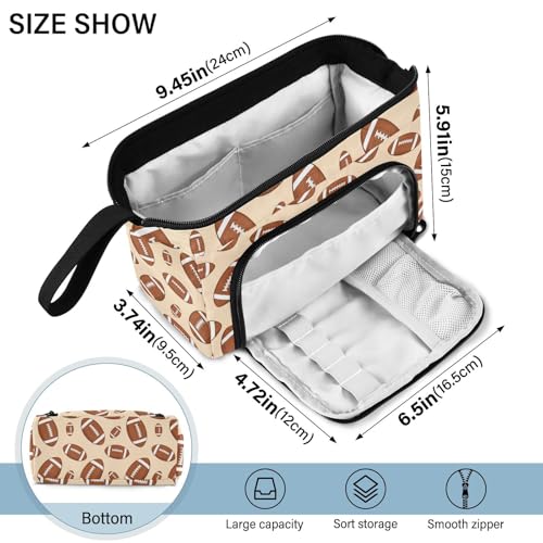 Image of Sports Football Khaki Print Pencil Case Pouch Big Capacity Pencil Bag Box Organizer Pen Case with Compartmens Stationery Organizer for Girls Boys Women School College Office