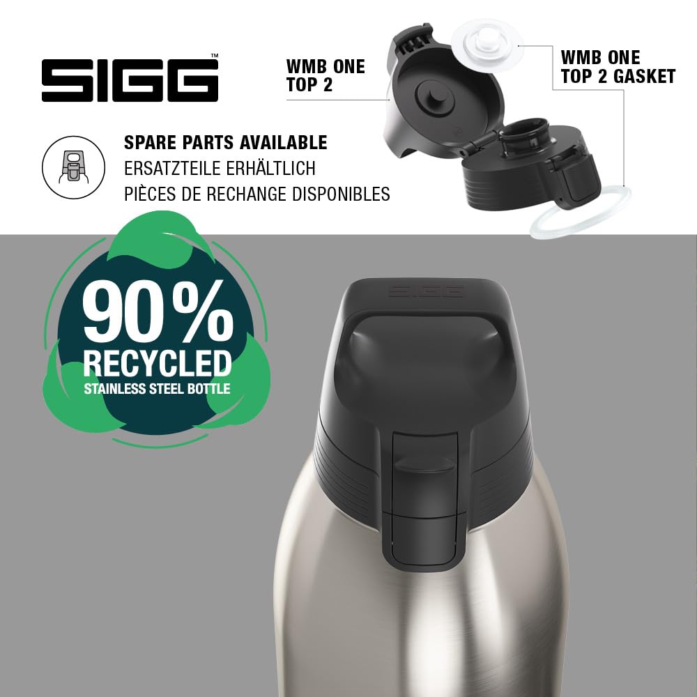 SIGG - Botella térmica con aislamiento - Termo Shield Therm One Brushed - Bebidas carbonatadas - A prueba de fugas - Apto para lavavajillas - Sin BPA - 90% acero inoxidable reciclado - Plata - 1,5 L