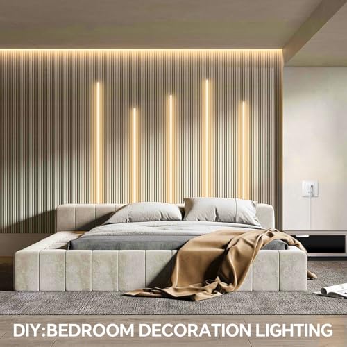 Image of LED Shelf Light 12V,6.56Ft 6-in-1Dimmable Cuttable COB LED Strip Lights,with 60W Adpter Cabinet Light 4000K for Bookshelf, Display Cabinet, Closet, Kitchen and Pantry