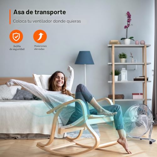 Miniatura 6 de Tresko Aerson Ventilador De Suelo Industrial 30 Cm Ventilador De Sobremesa 45w Ventilador De Estilo Ventilador De Alta Velocidad Ángulo De Inclinación Ajustable