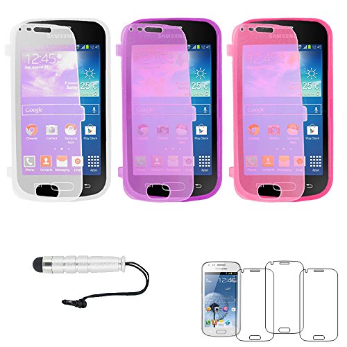 ebestStar - Pack x3 Coque Compatible avec Samsung Galaxy Trend S7560, S Duos S7562 Etui Housse Silicone Portefeuille +Stylet +3 Films, Transparent, Violet,...