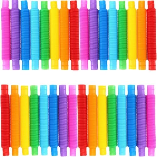 Ram 20 x Colourful Pop Tube Toy Kids Fun Bendable Sensory Stretch Tubes Pull Pipes Party Toy Stress Release Fidget