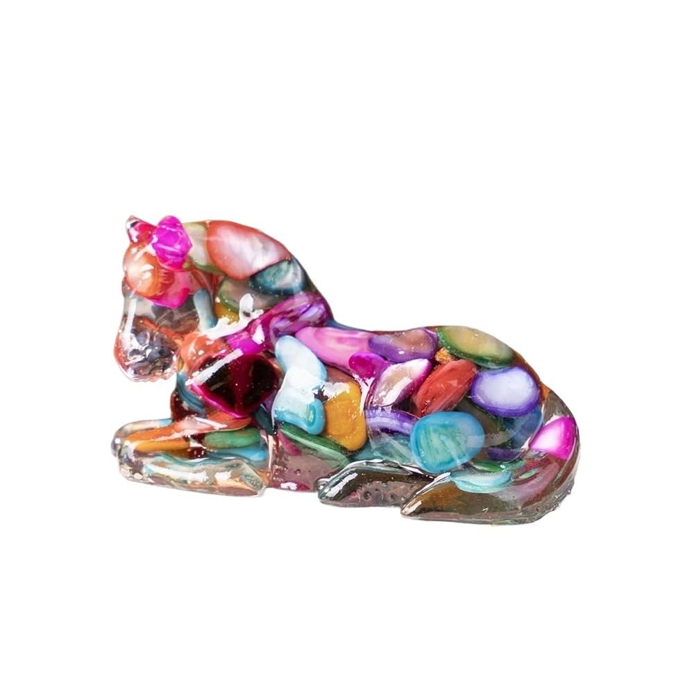 HUFFA Ornamental Horse Figurine - Crystal Epoxy Resin Home Decoration with Natural Tiger Eye Chips