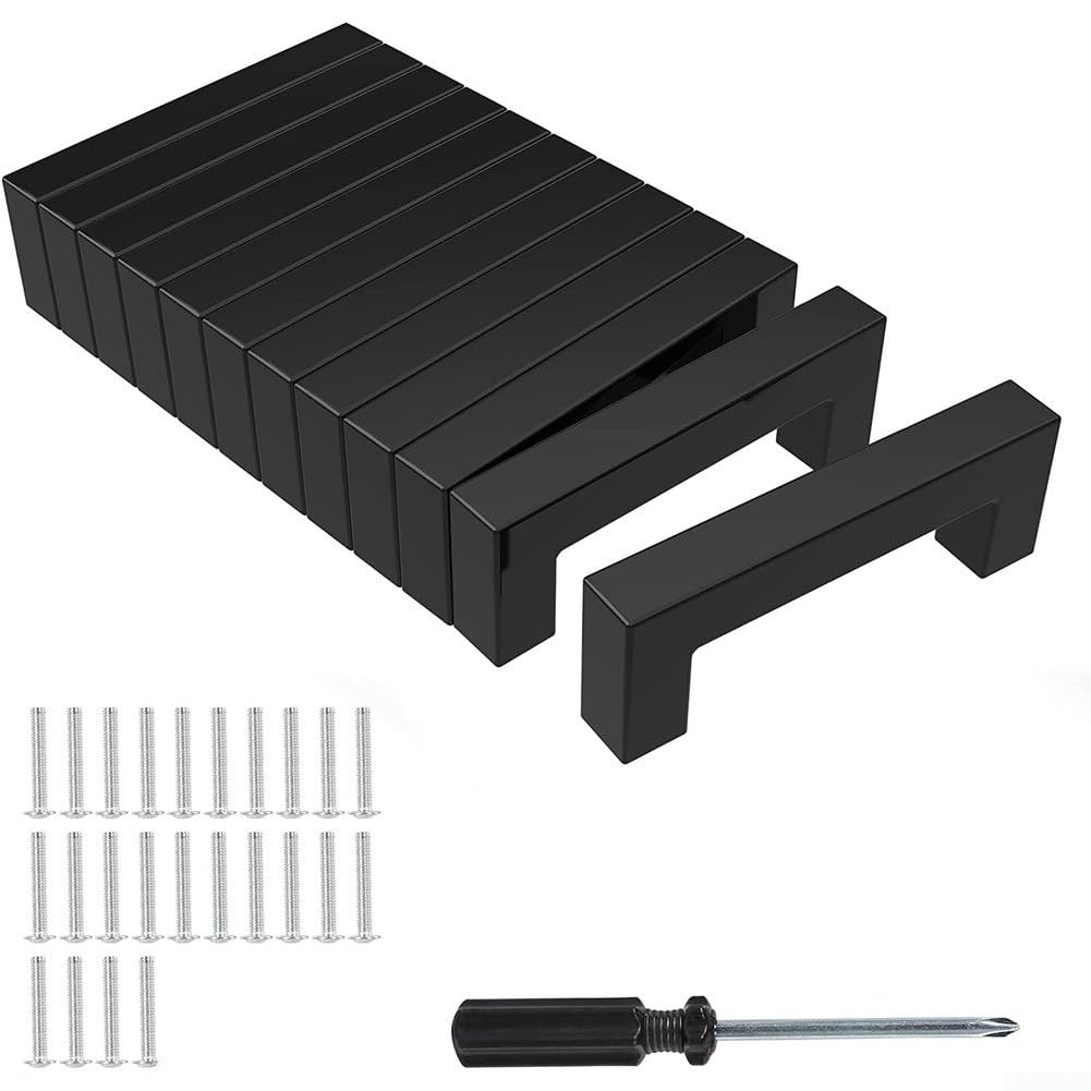Poignées de meuble 96mm noires pour placard tiroir et dressing