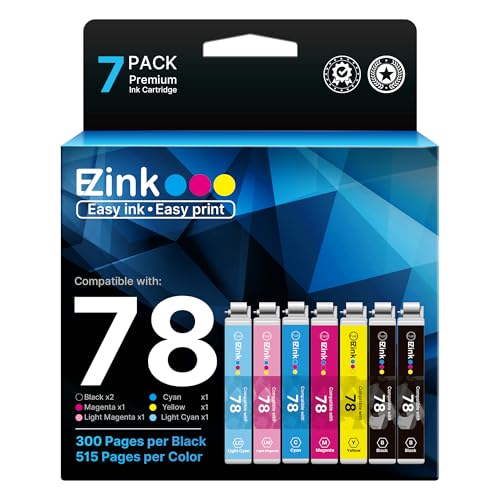E-Z Ink Remanufactured Ink Cartridge Replacement for Epson 78 T078 Combo Pack to use with Artisan 50 Stylus Photo R260 R280 R380 RX580 RX595 RX680 Printer (7 Pack)