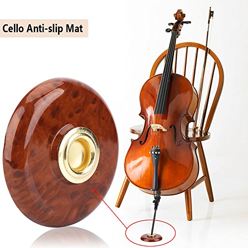Bnineteenteam Durable Cello Mat Cello Pad Cello Floor Protector Anti-Slip Mat Cello Stopper Cello Spike Holder Cello Accessory(Brown) - Image 4