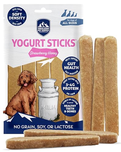 Image of Himalayan Dog Chew Yogurt Sticks, Probiotic Dog Treats, Strawberry 5 Treats