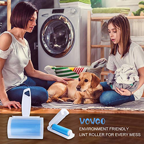 WOWGO 2nd Version Lint Roller, Reusable Washable Pet Hair Remover Lint Roller Cleaner for Clothes, Animal Hairs, Car Seats (2 Large 2 Mini)