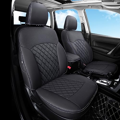 GIANT PANDA Customized Full Set Car Seat Covers Fit for Subaru Forester Premium Touring Limited 2014 2015 2016 2017 2018 -Faux Leather (Black)