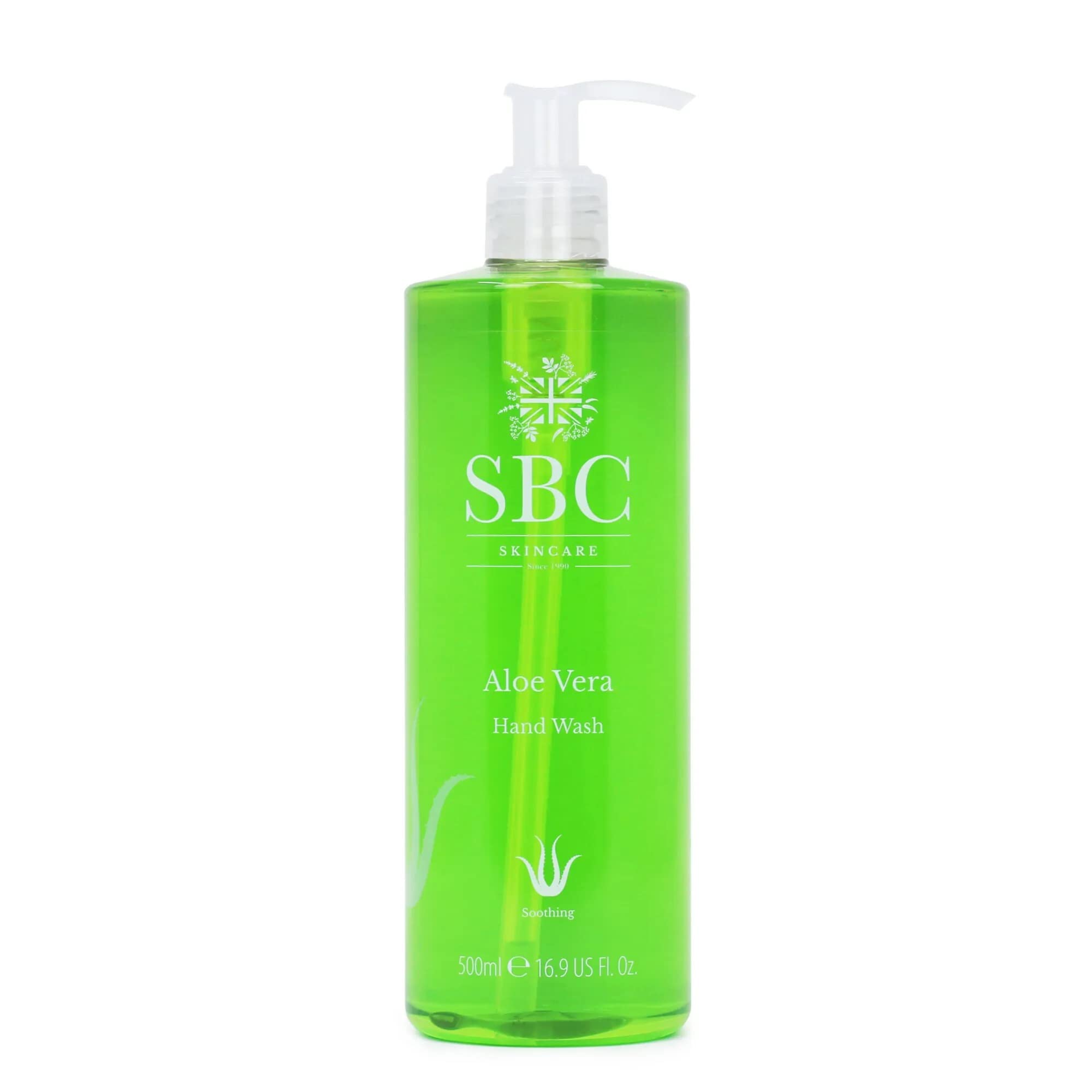 SBC Skincare Aloe Vera Hand Wash, Cooling pH Balanced Wash with Aloe Vera and Cucumber, Vegan Friendly (500ml)