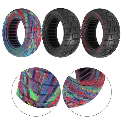 Image of 10 Inch 90/65-6. Solid Tyre for 11X For Dualtron For Kaabo, Puncture Proof Off Road Tire with Tubeless Dirt Tread, Replacement Wheel Parts(Colorful)