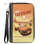 Buckle-Down Star Wars Wallet, Zip Around, Star Wars Visit Tatooine Luke Landspeeder Pose and Landscape, Vegan Leather