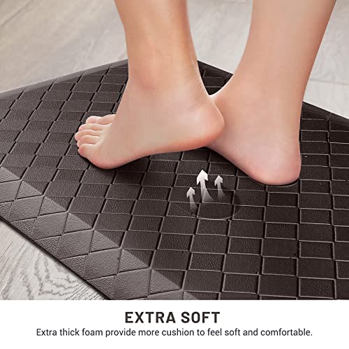 Image of HappyTrends Kitchen Floor Mat - 4 /5 Inch Thick Anti-Fatigue Kitchen Rug,Waterproof Non-Slip Kitchen Mats and Rugs Heavy Duty Ergonomic Comfort Rug for Kitchen,Office,Sink(17.3 inch x 28 inch, Chocolate)