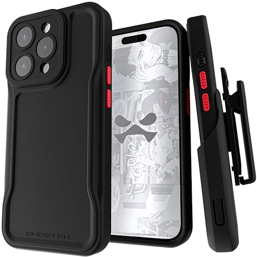 Protection iPhone 15 Pro antichoc Ghostek Iron Guard noire compatible chargeur sans fil
