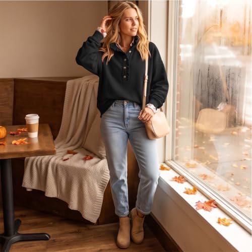 Mock Neck Sweatshirt Women Ruffle Trim Long Sleeve Oversized Sweatshirts - image 7