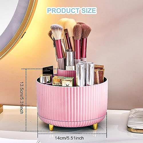 Image of Cayxenful Pencil Holder For Desk,5 Slots 360Degree Rotating Desk Organizers And Accessories,Desktop Storage Stationery Supplies Organizer, Cute Pencil Cup Pot For Office, School, Home (D-Pink)