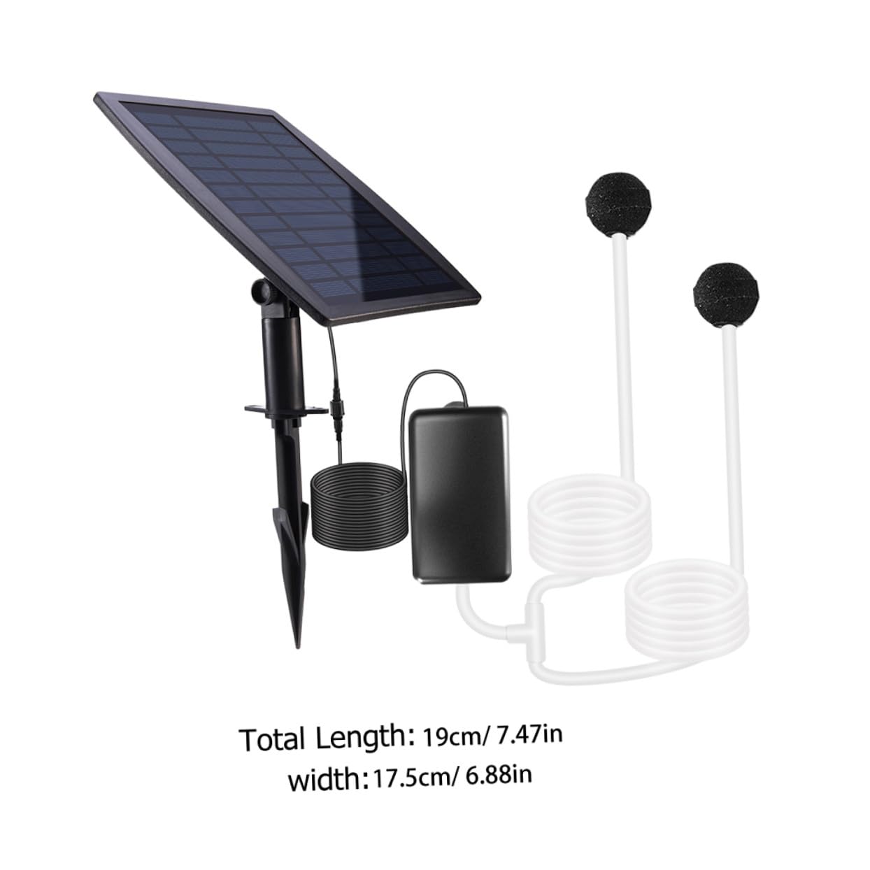 Milisten Solar Teich Sauerstoffpumpe für Aquarium und Gartenteich Tragbar Geräuscharm mit Solarladung