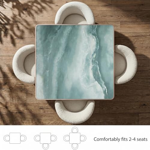 Image of AliSefaiy31.5''Square Dining Table,Square Pedestal Table,Marble BistroTable | 1.2 inch Marble Tabletop, Heat Resistant /Scratch Resistant /Easy Clean /Dining Room /Restaurants /Small Spaces /Marble River