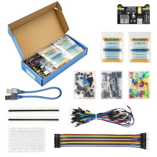 REXQualis Electronics Basic Kit w/Power Supply Module, Breadboard, Jumper Wire, LED,Resistor, comes with more than 300pcs sensors and components for fun and simple electronic projects. - Image 3