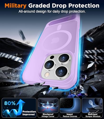 Image of Magnetic Compatible with iPhone 16 Pro Max Case, [Built-in Invisible Kickstand][Compatible with MagSafe][Military Grade Shockproof] Slim Translucent Matte Phone Case for iPhone 16 Pro Max 6.9 inch