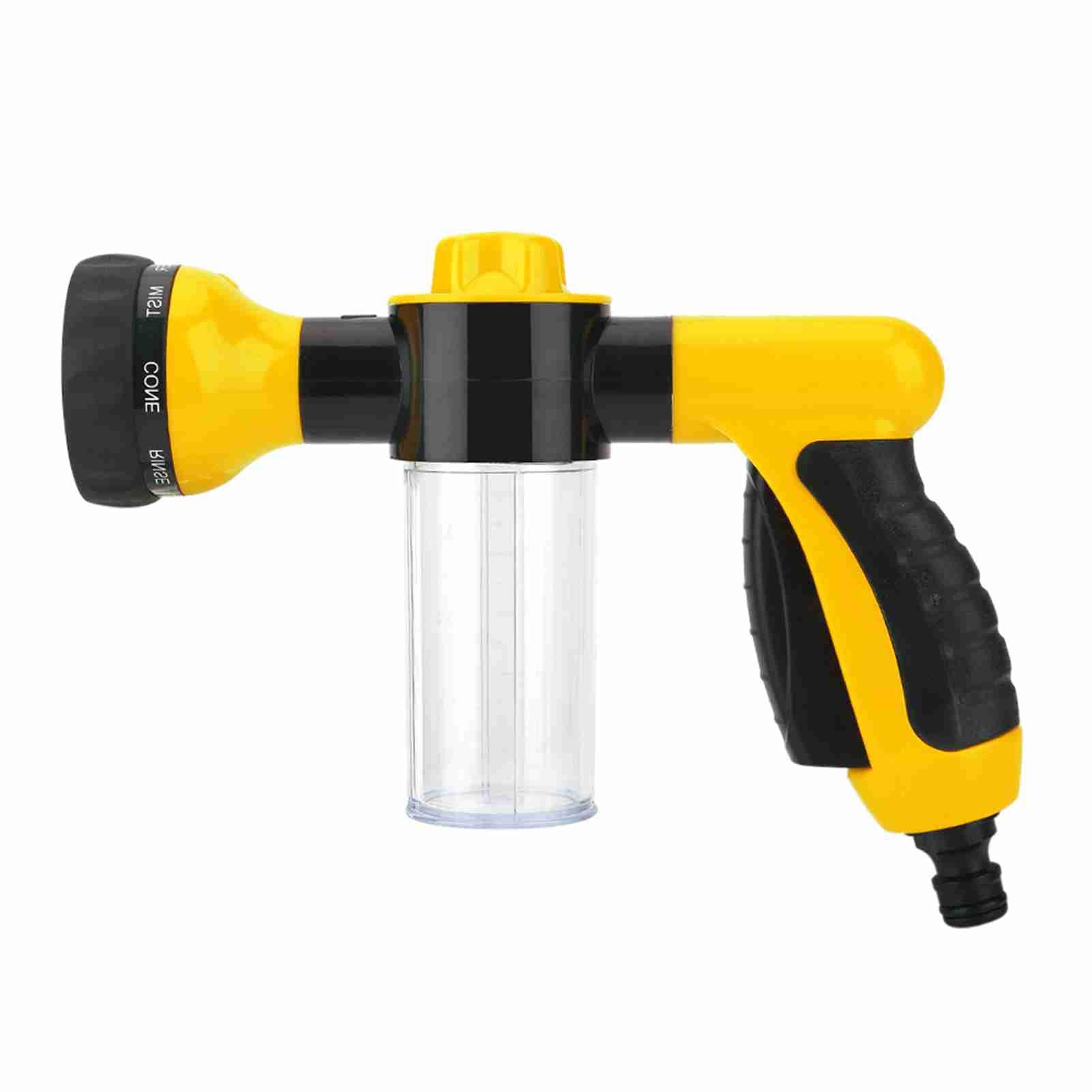 Car Wash Foam Gun, Car Wash Sprayer Pressure Washer Gun with Foam Cannon Bottle Soap Sprayer Bubble Cleaning Blaster for Lawn, Car Wash, Cleaning, Patio, Pet Bathing (Yellow)