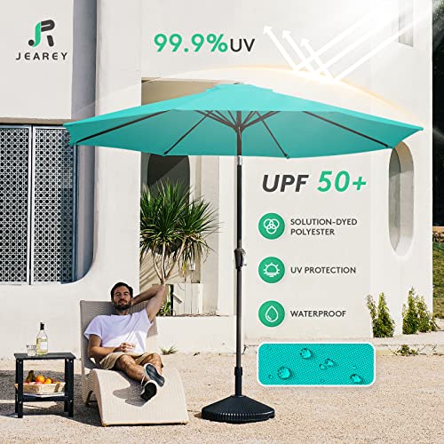 Jearey 10Ft Outdoor Patio Umbrella Outdoor Table Umbrella With Push Button Tilt And Crank, Market Umbrella 8 Sturdy Ribs Uv Protection Waterproof For Garden, Deck, Backyard, Pool (Tiffany) #TOP2