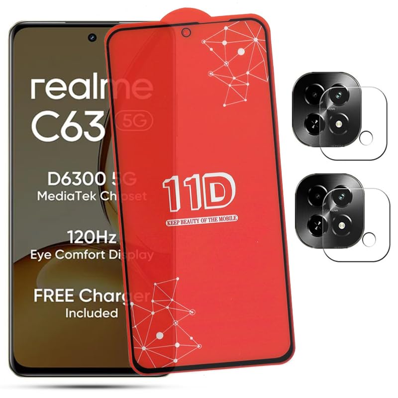 REDDWARF 11D Tempered Glass Screen Protector for realme C63 5G - High Touch Sensitivity, Smooth Edge,Anti-Glare, Anti-Scratch (PACK OF 1) (B0DF6D5QQY) Amazon Price History, Amazon Price Tracker