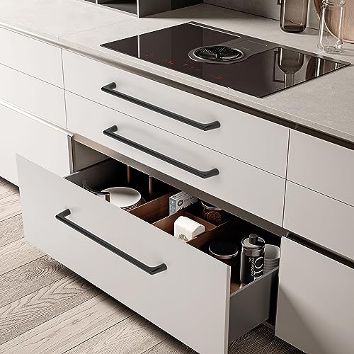 Image of Asidrama 6 Pack 10 Inch(256mm) Matte Black Cabinet Pulls Cabinet Handles Cupboard Handles Kitchen Cabinet Hardware for Cupboard Drawer Pulls
