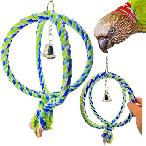 best bird perches for alexandrines that will surprise you 5 Bonka Bird Toys 1992 Medium Globe Cotton Rope Swing Perch Toy 15" x 9" for Hahns Macaws Pionus Alexandrines Ringnecks