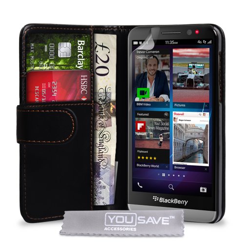Yousave Accessories BlackBerry Z30 Case Black PU Leather Wallet Cover