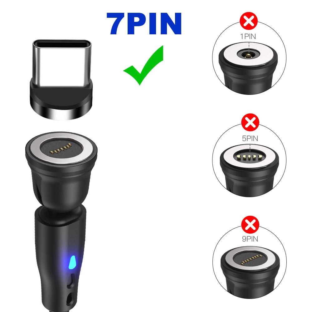 AXFEE 3 Pezzi Tipo C Connettori Magnetici, Trasferimento Dati a Ricarica Rapida, per Rotondo 7 Pin Cavo di Magnetica, Compatibile con Tipo C(Senza Cavi Magnetici)
