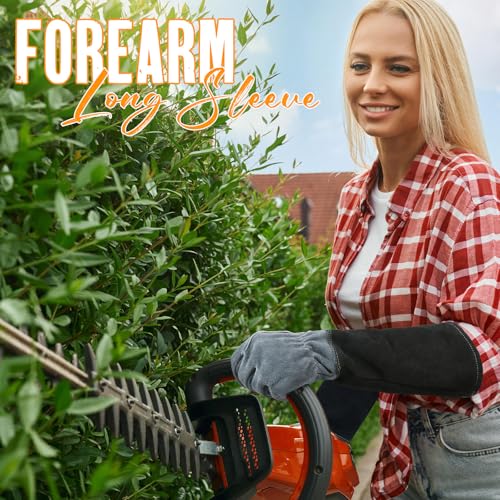 Image of HANDLANDY Rose Pruning Gloves for Men Women, Thorn Proof Gardening Gloves | Long Leather Gardening Gloves, Breathable Leather Gauntlet, Best Garden Gifts & Tools for Gardener (Slate Gray, M)